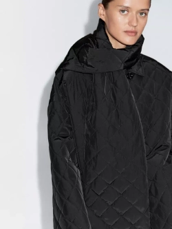 Massimo Dutti Непромокаемый пуховик с шарфом, черный