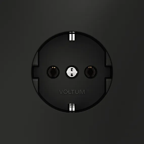 Розетка встраиваемая VOLTUM S70 с заземлением 16А, (черный матовый)