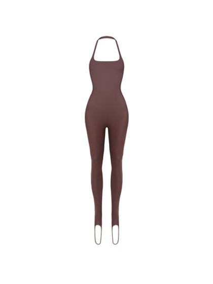 chocalate halter catsuit
