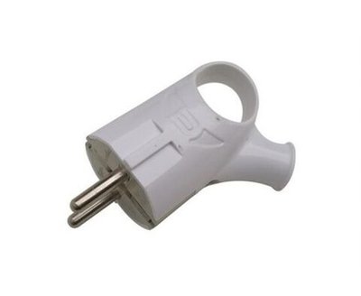 Вилка угловая с ушком белая 16А 250В Вихрь