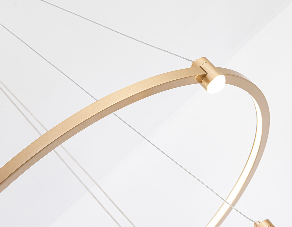 Светильник подвесной светодиодный FL5508/2+6 GD золото 45W 3000K/4200K/6400K D600/400*1300 (без ПДУ)