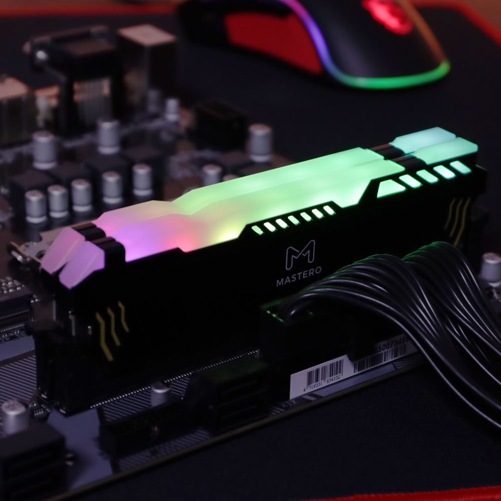 Комплект памяти Mastero DDR5 DIMM 32Гб (2х16Гб), 6000МГц, CL38, ARGB, Retail, 1.3В, XMP, с радиатором (MSHR6000C38-32G5-K2)