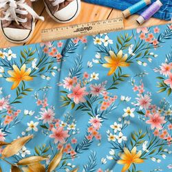 Ткань премиум интерлок луговые цветы