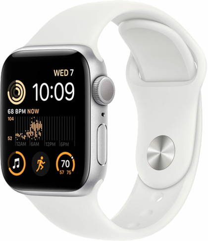 Умные часы Apple Watch SE (2nd Gen) 44 mm Silver Aluminum Case White Sport Band (GPS)