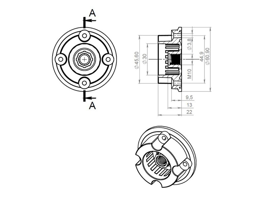 Опора кух. черная пластм.  разборная 100-120 мм, без клипсы