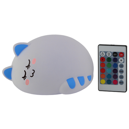 Ночник - светильник светодиодный ЭРА NLED-415-2W-BU аккумуляторный мягкий силиконовый белый с синим