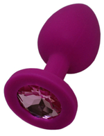 Маленькая фиолетовая пробка с нежно-розовым кристаллом (Цвет: фиолетовый с нежно-розовым)