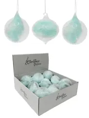 Набор винтажных стеклянных украшений Райское перо 80 мм., голубой, 9 шт., Christmas DeLuxe (13127)