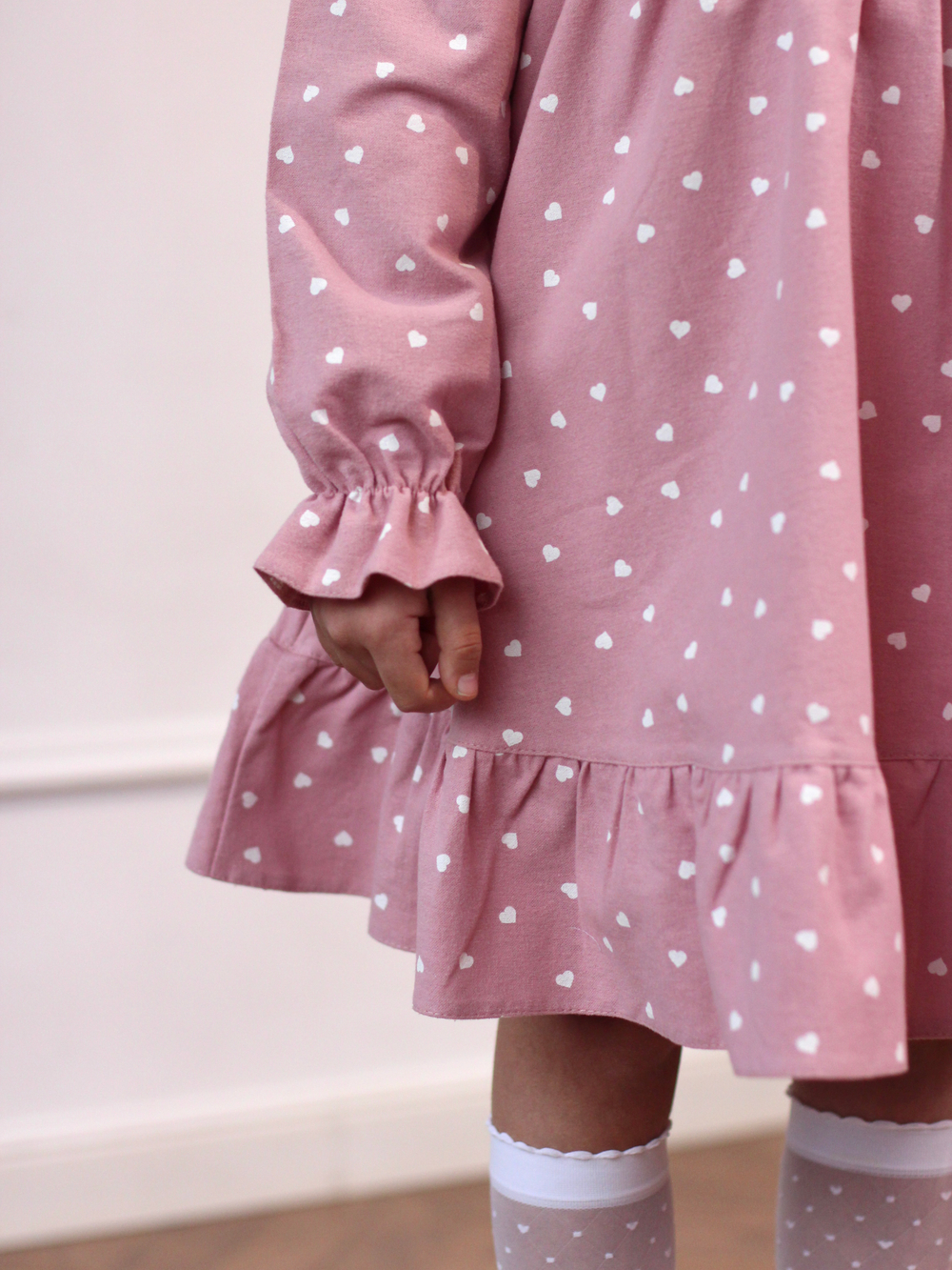 Платье из фланели с длинным рукавом «Сердечки», цвет розовый