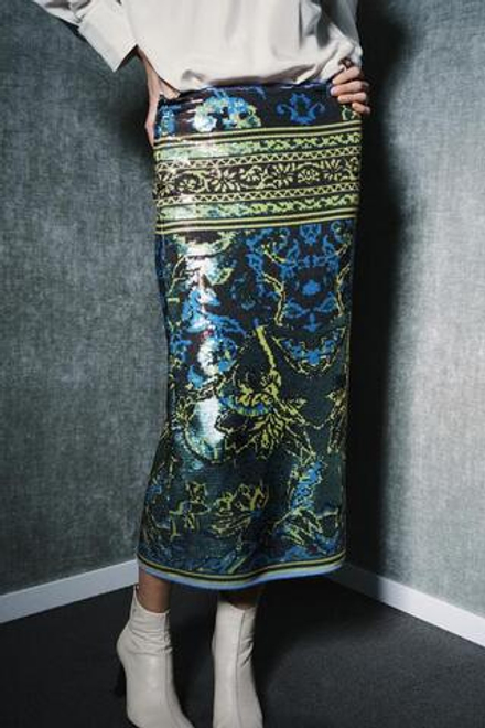 ZARA ЮБКА МИДИ С ПАЙЕТКАМИ — ZW COLLECTION LIMITED EDITION, РАЗНОЦВЕТНЫЙ