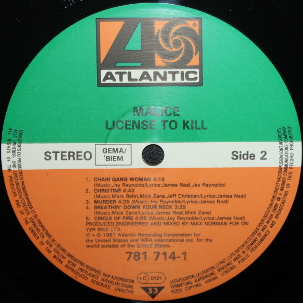 Malice / License To Kill (LP)