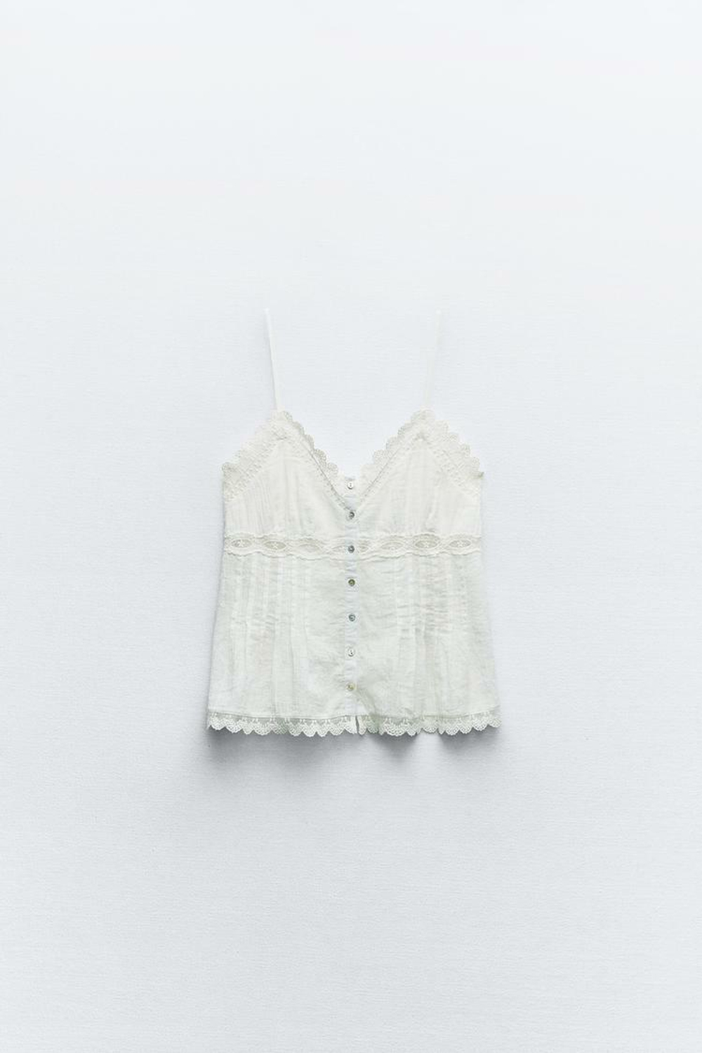 ZARA ТОП С ВЫШИВКОЙ, БЕЛЫЙ