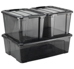 Ящик для хранения с замками КИП 15,5 л 375x285x230 чёрный прозрачный
