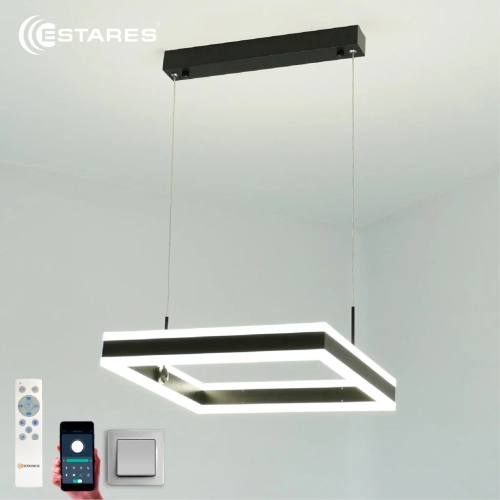 Управляемая светодиодная люстра STELLA 80WS-APP-400x400x1200-BLACK/WHITE-220-IP20