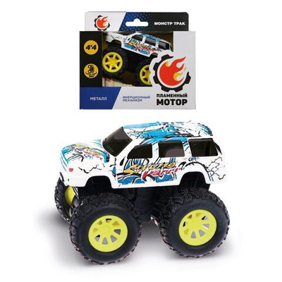 Монстр трак, мет., ин.мех-зм 4х4, вращение на задних колесах, бел.