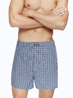 Синие хлопковые трусы-боксеры в клетку (Размер: XXL) (Цвет: синий)