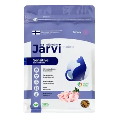 Сухой корм Jarvi для взрослых кошек с чувствительным пищеварением, индейка