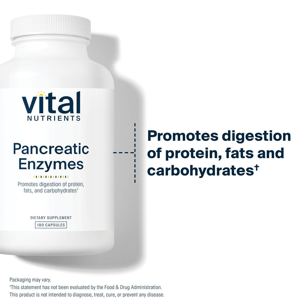 Vital Nutrients, Ферменты поджелудочной железы, 180 капсул