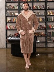 Халат мужской ANCHOR с капюшоном капучино/бежевый"Polens"