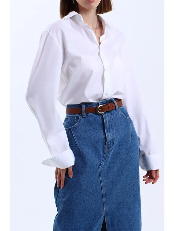 Ремень женский, ширина 2,3 см, гладкий, пряжка металл, цвет светло-коричневый