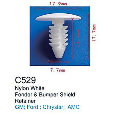 Клипса для крепления внутренней обшивки а/м Крайслер пластиковая (100шт/уп.) Forsage клипса C0529(Chrysler)