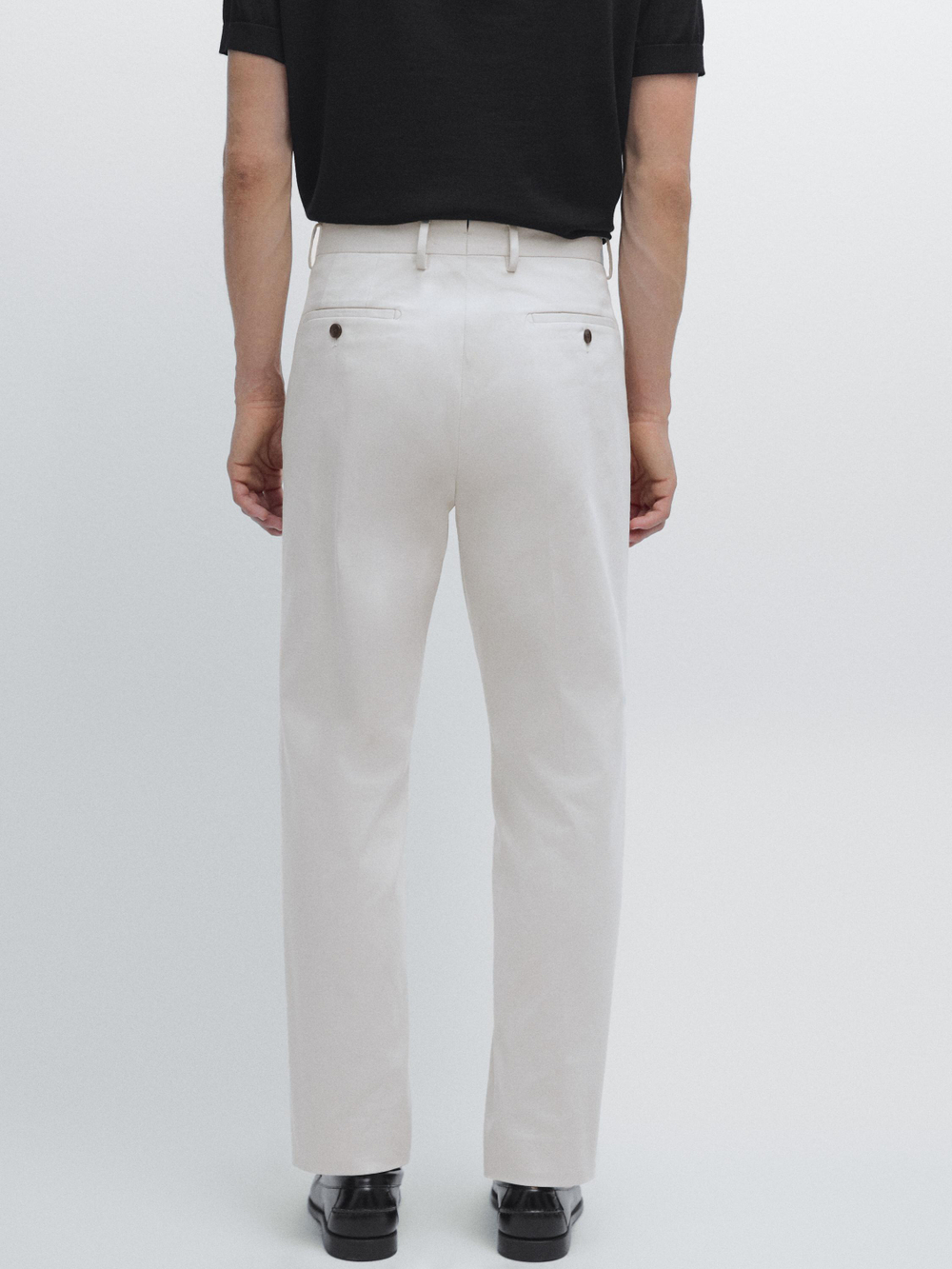 Massimo Dutti Брюки из смесовой хлопковой саржи, песочный