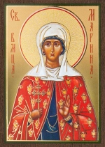 Икона "Марина Антиохийская" 6х9 на МДФ-6