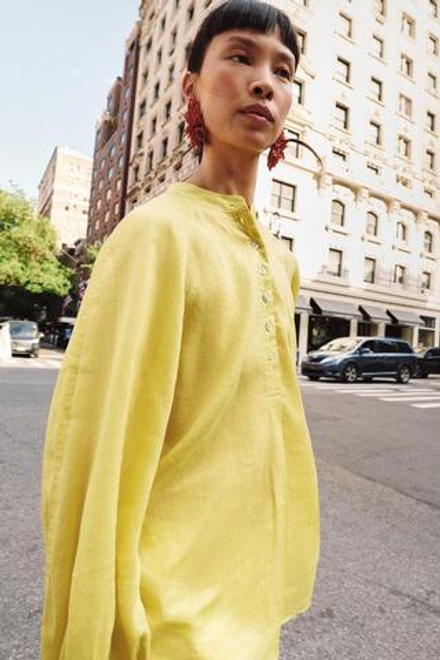 ZARA СВОБОДНАЯ РУБАШКА С РАМИ — ZW COLLECTION, ЖЕЛТЫЙ
