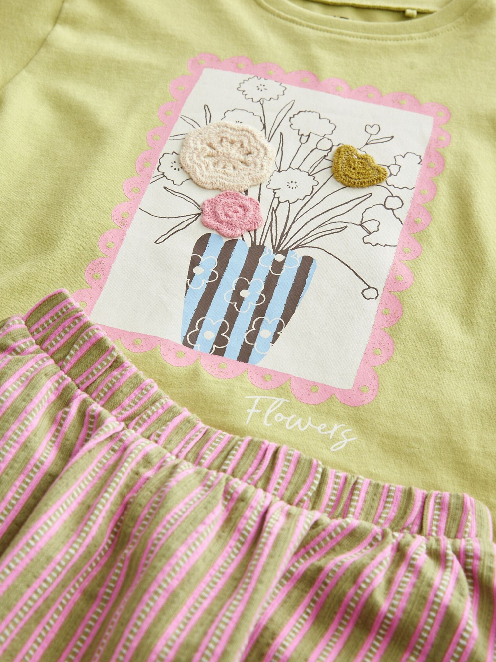 Футболка и юбка в комплекте для девочки Next AG9-822, Розовый, Салатовый