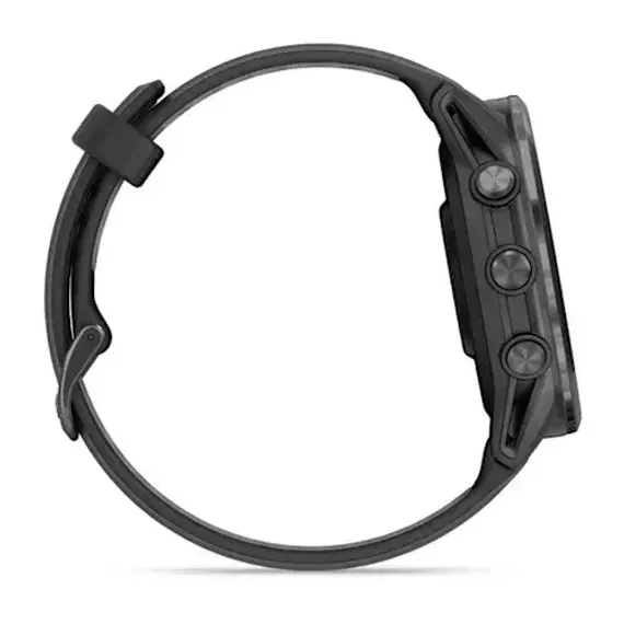 Умные часы Garmin Forerunner 970 угольно-серый DLC Titanium с черным корпусом и черным/прозрачным белым ремешком