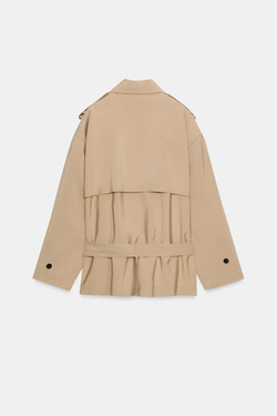 ZARA ТРЕНЧ ТРАНСФОРМЕР С ПОЯСОМ, СВЕТЛЫЙ ЖЕЛТО-КОРИЧНЕВЫЙ