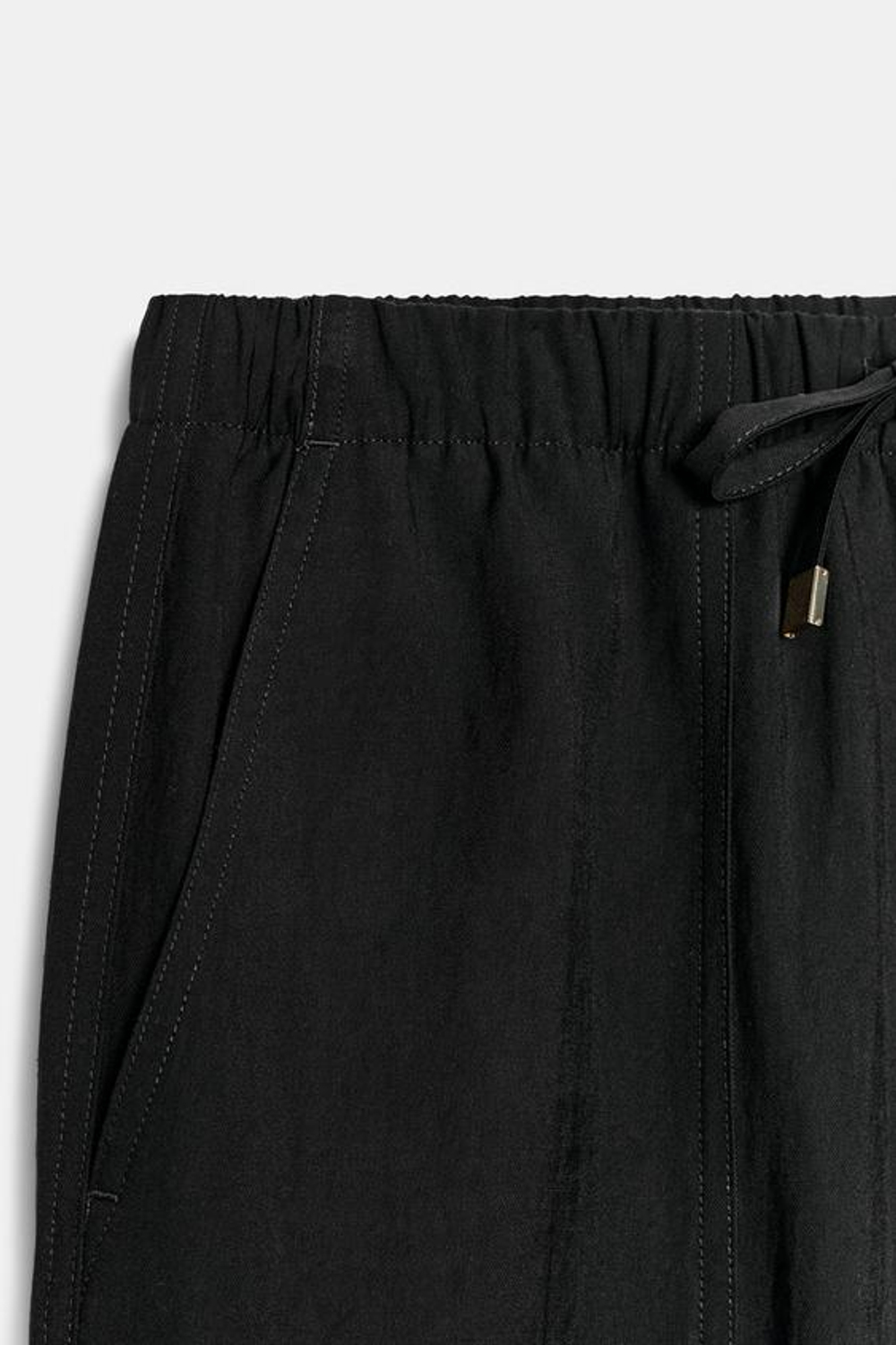 ZARA БРЮКИ С ЭЛАСТИЧНЫМ ПОЯСОМ, ЧЕРНЫЙ