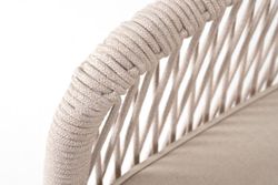 "Канны" правый модуль плетеный из роупа, основание дуб, роуп бежевый круглый, ткань бежевая 052