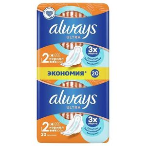 Прокладки Always Ultra нормал 4 капли 20 шт/уп