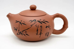 258002 Чайник ИСИН "Бамбук СиШи", исинская глина, 200 мл, цвет - красный