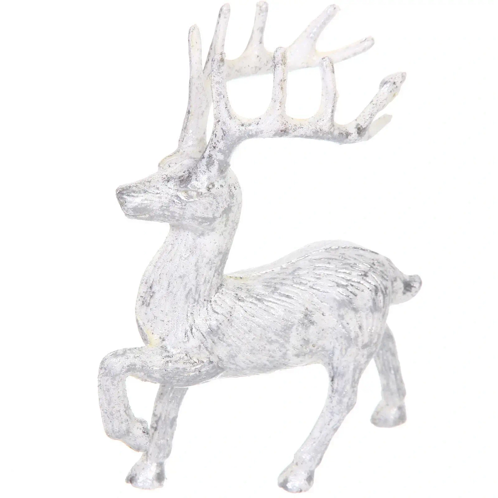 Фигурка новогодняя «Зимний олень» 9.5*4.5*12 см, Серебро/белый