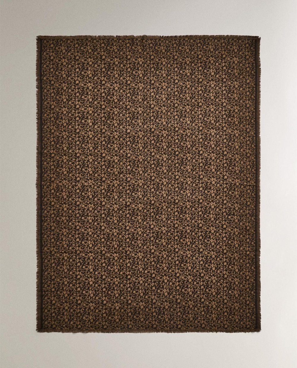 Zara Home - Шерстяной плед с цветами, светло-бежевый, 140x190 см