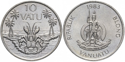 Вануату 10 вату, 1983 - 2009 Краб XF