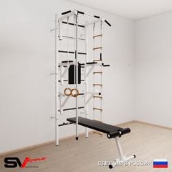 Шведская стенка Sv Sport усиленная 608 (Турник стандарт/Брусья/Стойка/Скамья/Канат/Кольца/Лестница)