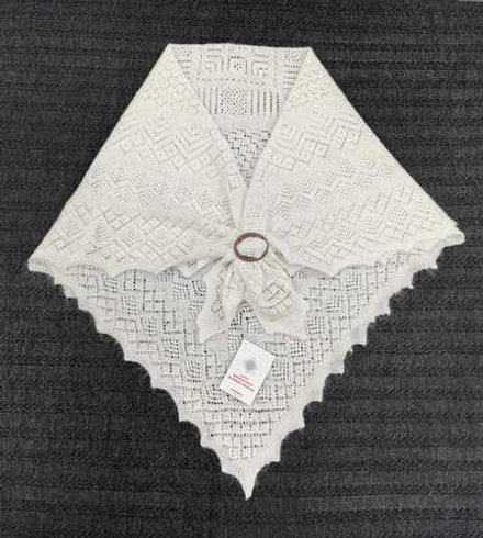 Оренбургский пуховый платок П4-110-02 экрю