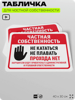 Табличка для частной территории "Частная собственность", на дом, для участка, организаций, предупреждающая, 40х30 см, Silver Plane x Айдентика Технолоджи