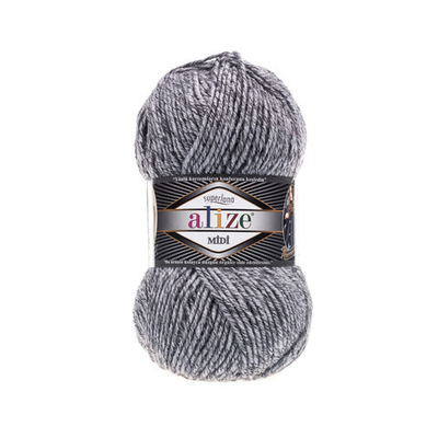 Пряжа Alize (Ализе) Superlana Midi / уп.5 мот. по 100 г, 170м, 801 серый жаспе A