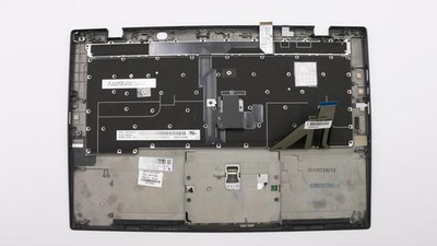 Верхняя панель с клавиатурой (топкейс) для ноутбука Lenovo ThinkPad X1 Carbon 3rd Gen FingerPrint, черная, с подсветкой, раскладка - Индия (00HT336)