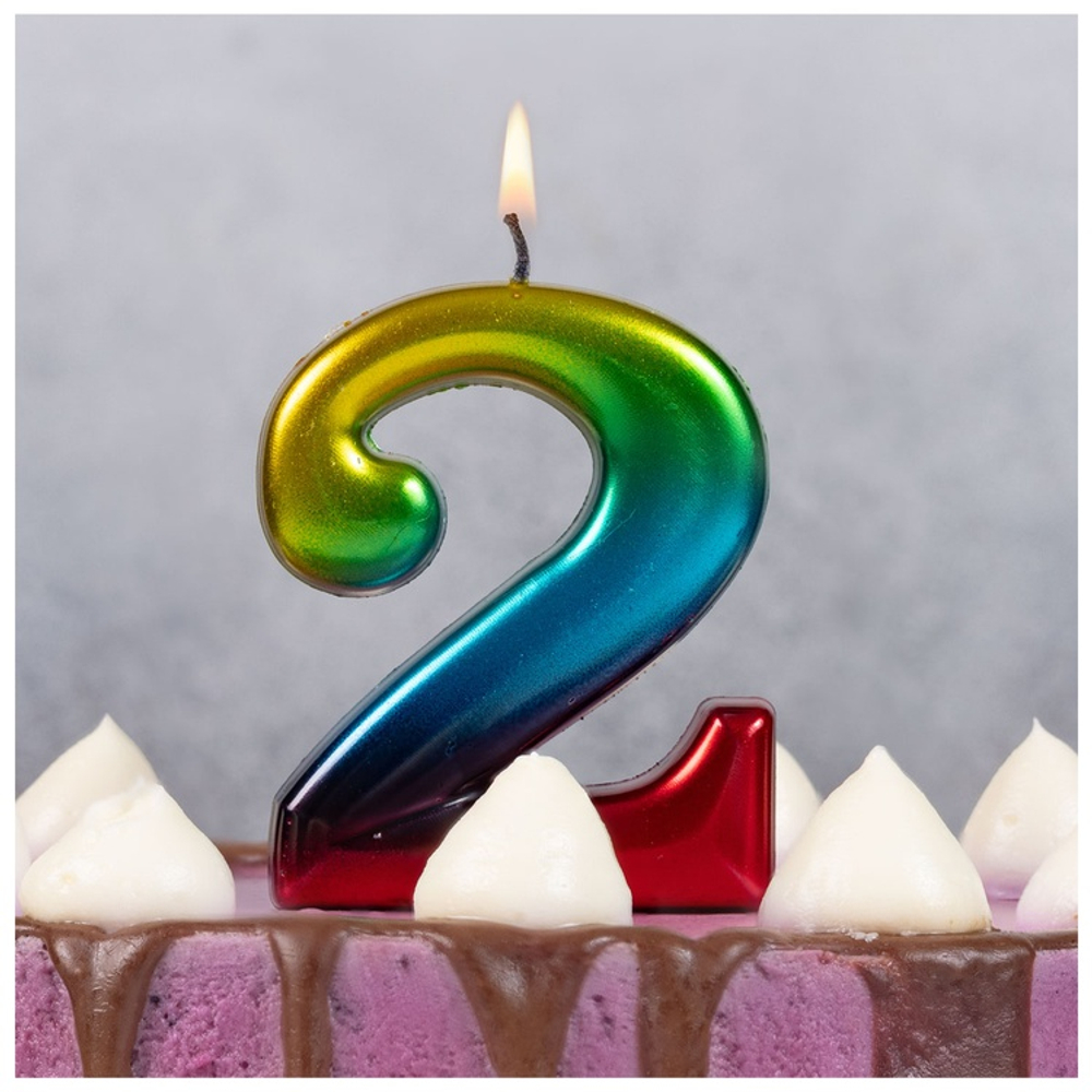 Свечи-цифры Радуга 8 см