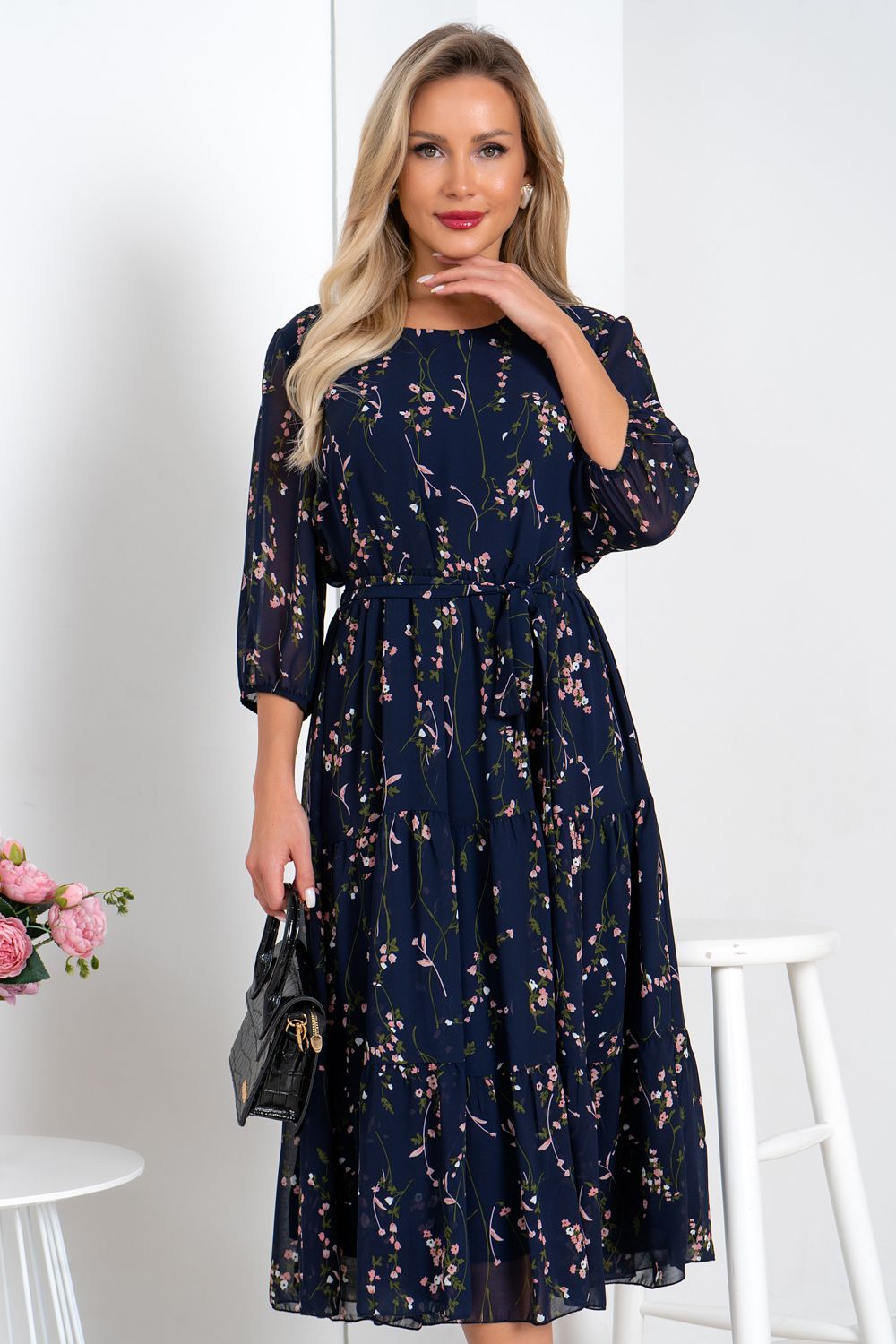 Платье Хелен (темно-синий) Р11-1075/4 Nikol (Акция)