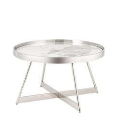 Журнальный столик Elica Ø80 см, керамика, хром