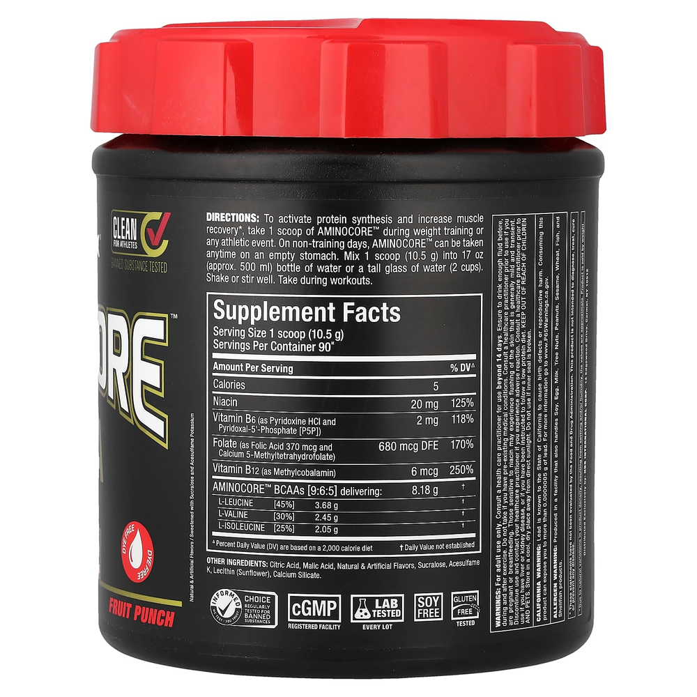 ALLMAX, AMINOCORE™ BCAA, со вкусом фруктового пунша, 945 г (2,1 фунта)