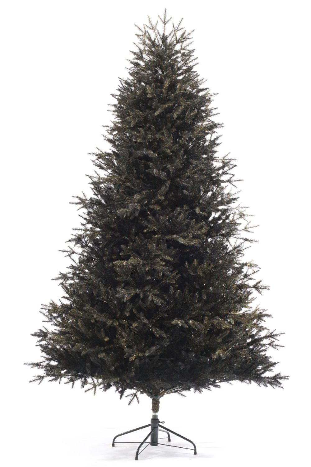 Искусственная черная елка «Фэнтези» (Литая хвоя с блестками) 230 см / 2,3 м