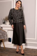 Костюм с атласной юбкой Лизетт (черный) К14677-10М LT Collection