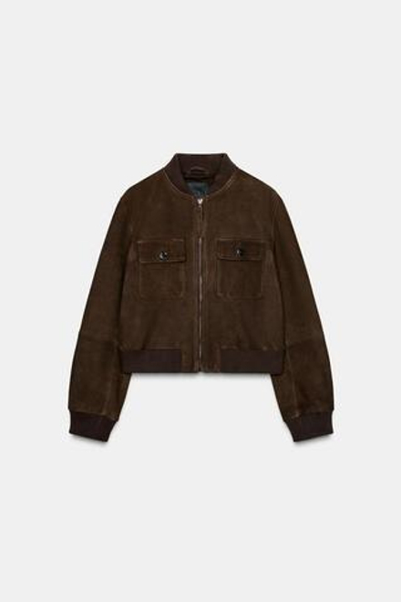 ZARA БОМБЕР ИЗ ЗАМШИ — ZW COLLECTION LIMITED EDITION, ШОКОЛАДНЫЙ